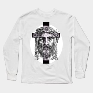 The face of Jesus Christ and the Holy Cross Long Sleeve T-Shirt